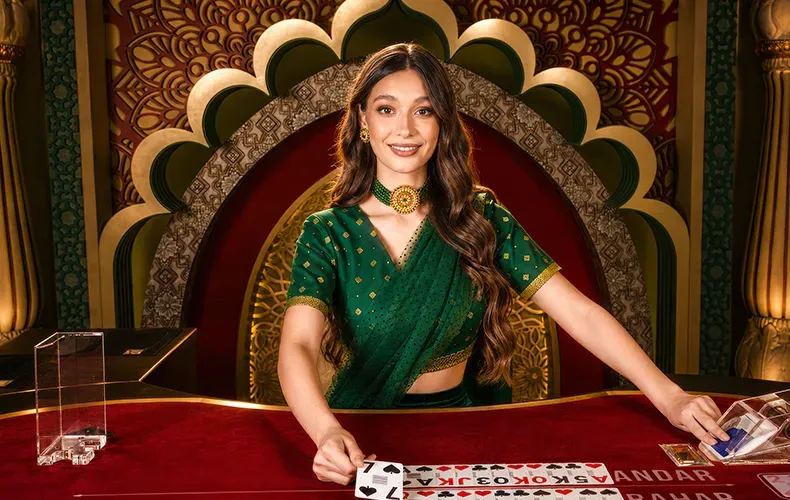 Live Andar Bahar real-money table game with professional Asian dealer
