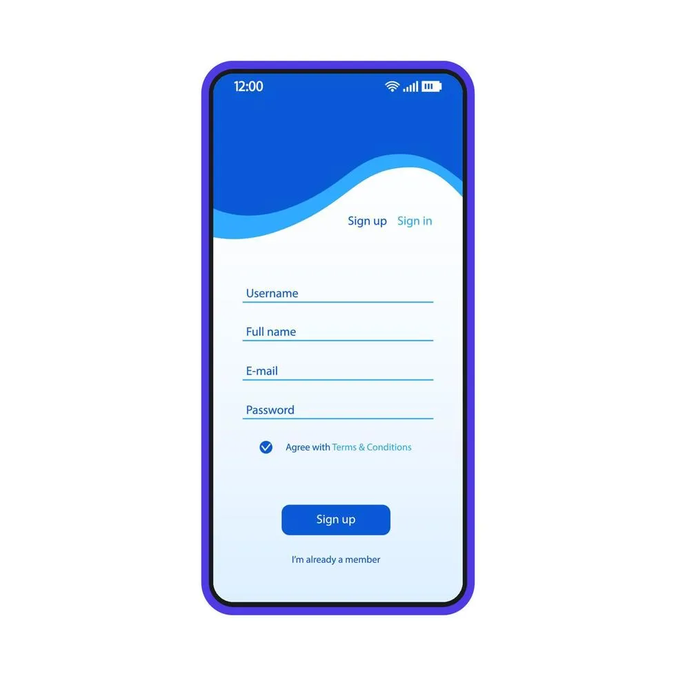 EK333 new user account registration and sign up form on mobile