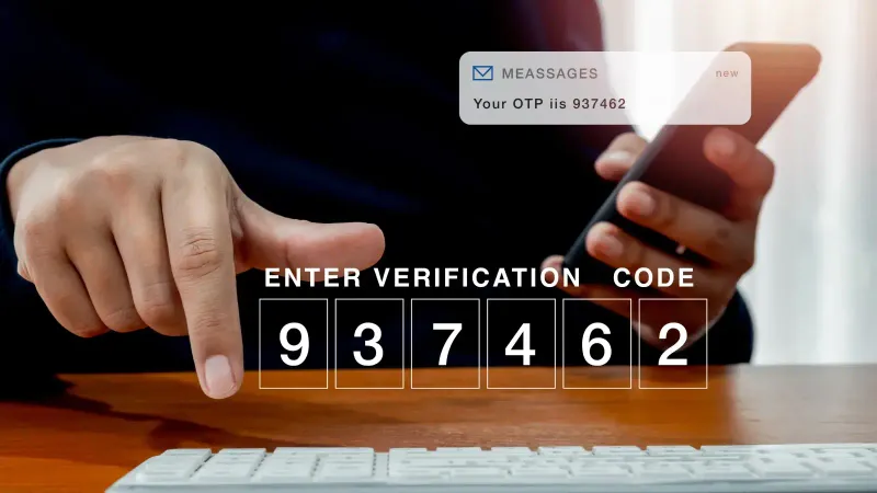 SMS OTP verification entry screen for resetting EK333 account password