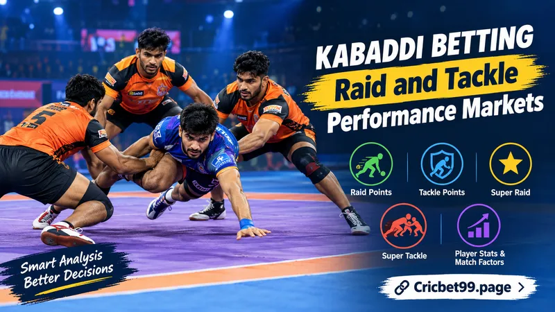 Kabaddi betting lines covering total raid points, super tackles, and match handicap odds