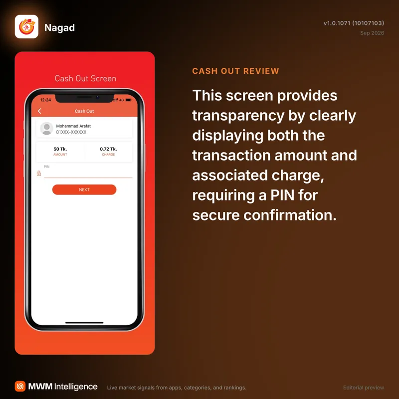 Authenticating Nagad mobile transfer with secure 4-digit PIN on transaction screen
