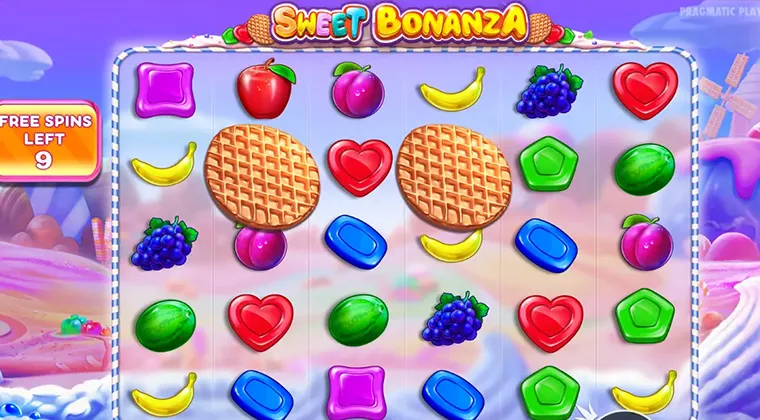 Rainbow candy bomb multiplier exploding for a 100x payout during Free Spins