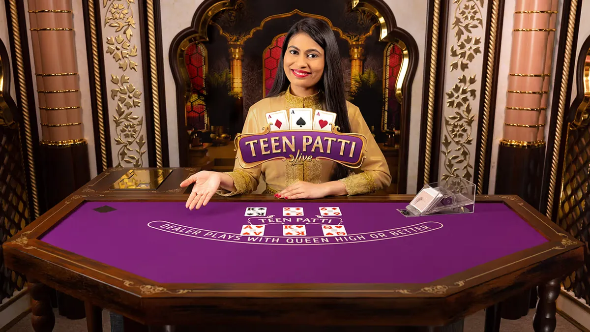 Live Teen Patti three-card poker game with real human dealer on EK333